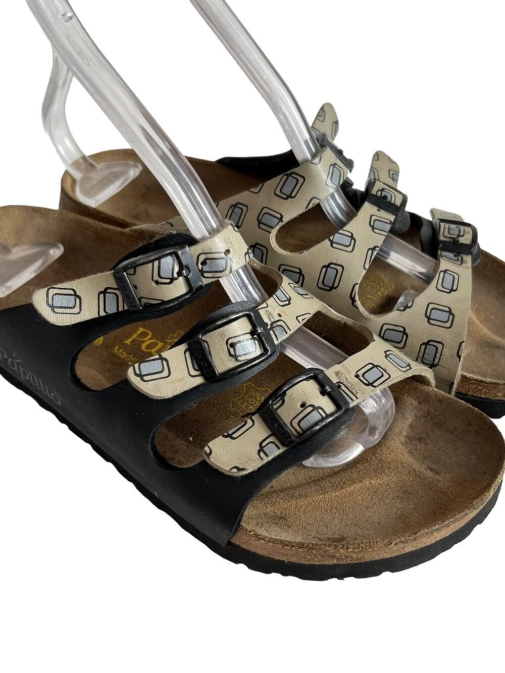 Papillio Birkenstock Florida sandals EU 36 5 5.5 black beige geometric slides